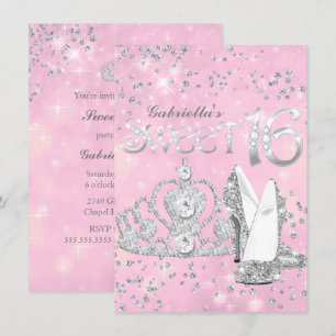 Diadème et talons à paillettes roses Invitation Sw