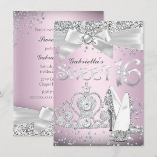 Diadème Étincelant & Talons Invitation Sweet 16 Ro