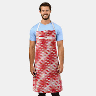 Diag Grieks Sleutelpatroon DIY Kleuren Rood Wit SV Schort
