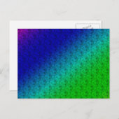 Diag Rainbow Gradient Floral Pattern Blue Briefkaart (Voorkant / Achterkant)