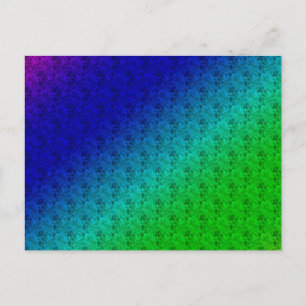 Diag Rainbow Gradient Floral Pattern Blue Briefkaart