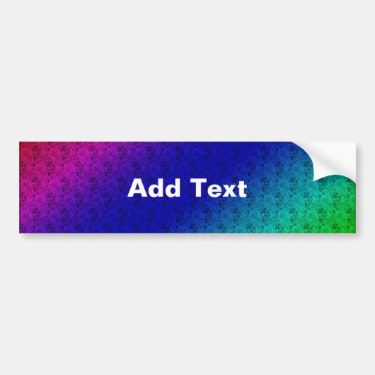 Diag Rainbow Gradient Floral Pattern Blue Green Bumpersticker (Voorkant)