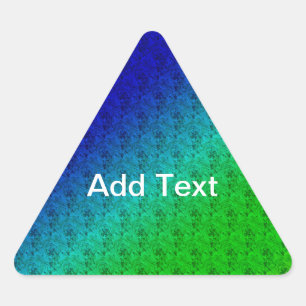 Diag Rainbow Gradient Floral Pattern Blue Green Driehoek Sticker