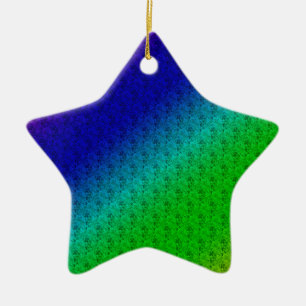 Diag Rainbow Gradient Floral Pattern Blue Green Keramisch Ornament