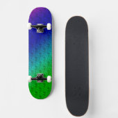 Diag Rainbow Gradient Floral Pattern Blue Green Skateboard (Voorkant)