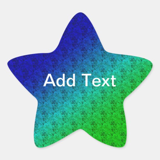 Diag Rainbow Gradient Floral Pattern Blue Green Ster Sticker (Voorkant)