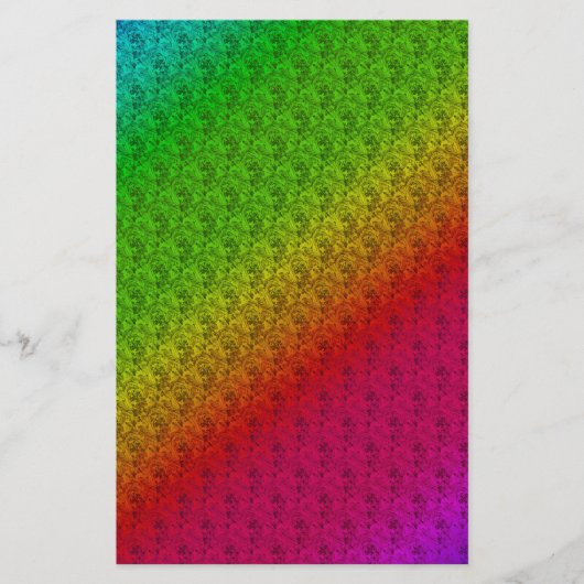 Diag Rainbow Gradient Floral Pattern Green Flyer (Voorkant)