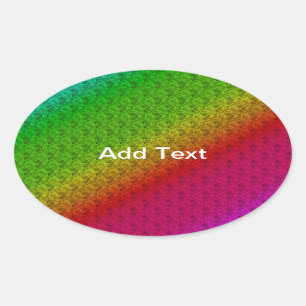 Diag Rainbow Gradient Floral Pattern Green Ovale Sticker
