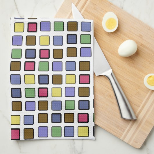 DIAG SQUARES Mixed Theedoek (Quarter Fold)