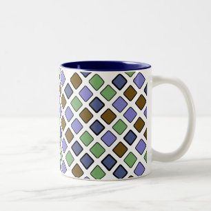 DIAG SQUARES plus blauw tweetone koffie-Mok Tweekleurige Koffiemok