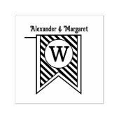 Diag Streep Vaandel Monogram Namen Koppel Trouwen Zelfinktende Stempel (Design)