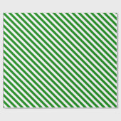 Diag Stripes - Wit en Groen Cadeaupapier (Vlak)