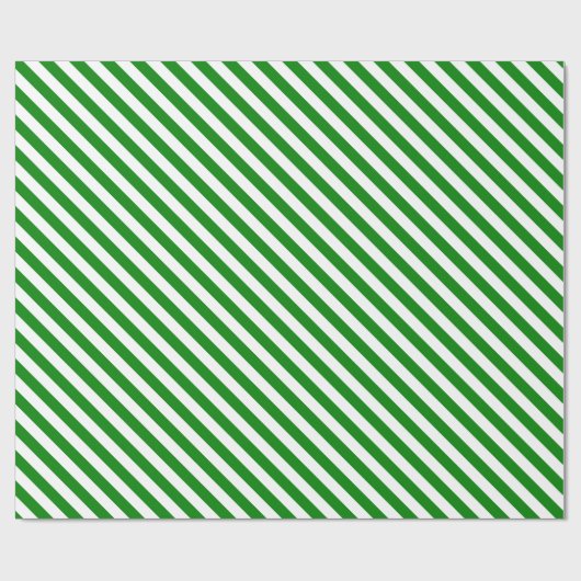 Diag Stripes - Wit en Groen Cadeaupapier (Vlak)