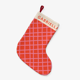 Diagonaal Abstract lijnpatroon Rood, aangepast Kleine Kerstsok