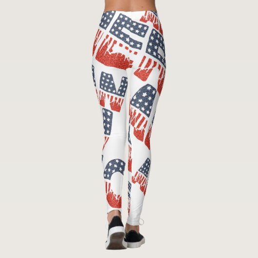 Diagonaal AMERIKA Patroon Leggings voor 4 juli (Achterkant)