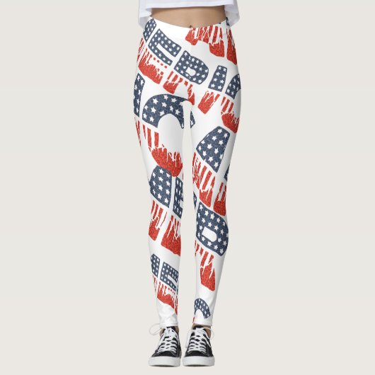 Diagonaal AMERIKA Patroon Leggings voor 4 juli (Voorkant)