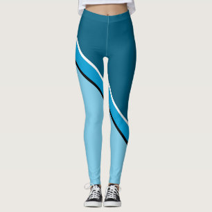 Diagonaal Aqua Blue en Turquoise Leggings