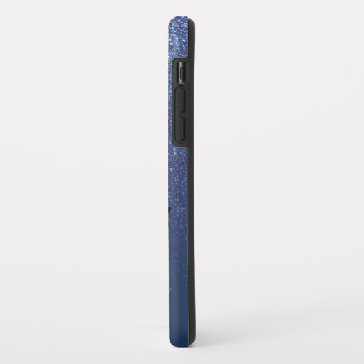Diagonaal blauw glitter gradiënt Ombre Monogram Case-Mate iPhone Case (Achterkant/links)