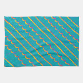 diagonaal blauw-groene kiezelrijen theedoek (Horizontaal)