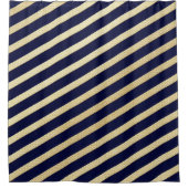Diagonaal blauwe en gouden strepen douchegordijn (Voorkant)