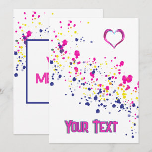 Diagonaal Confetti roze-geel-blauw ontwerp Kaart