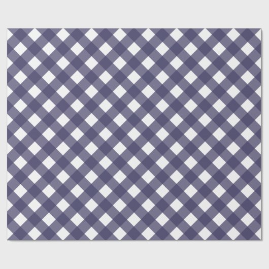 Diagonaal donkerblauw en wit Buffel Plaid Cadeaupapier (Vlak)