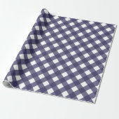 Diagonaal donkerblauw en wit Buffel Plaid Cadeaupapier (Uitgerold)