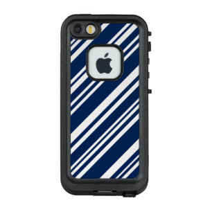 Diagonaal donkerblauw en witte strepen LifeProof FRÄ’ iPhone SE/5/5s hoesje