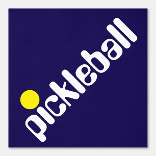 Diagonaal Fun Cool Wit Geel PICKLEBALL op Navy Behang