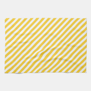 Diagonaal geel en wit strepenpatroon theedoek