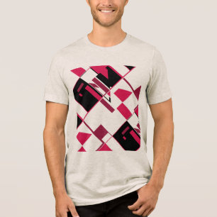 Diagonaal Geometrische vormen van Burgundy Red Bla Tri-Blend Shirt