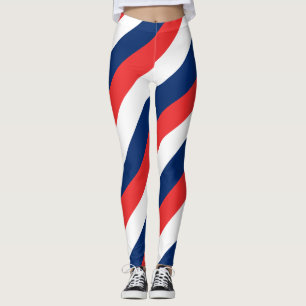 Diagonaal gestreepte Noorse nationale vlagkleuren Leggings
