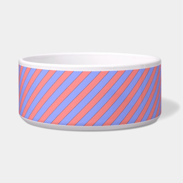 diagonaal gestreepte roze en paarse voerbakje (Links)