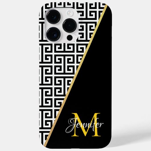 Diagonaal Gold Foil Griekse sleutel met zwart mono Case-Mate iPhone Case (Achterkant)
