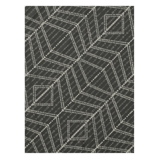 diagonaal horizontale verticale grijze Stippen Tafelkleed (Voorkant)