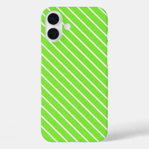 Diagonaal-instripes - kalkgroen en wit iPhone 16 plus hoesje