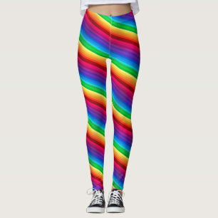 Diagonaal kleurrijke regenboogstrips Leggings