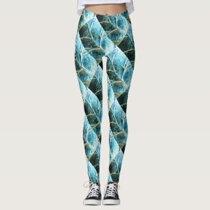diagonaal koperbladeren verdigris leggings