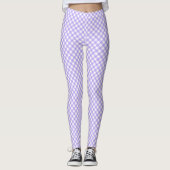 Diagonaal Lavendel en wit dambord Leggings (Voorkant)