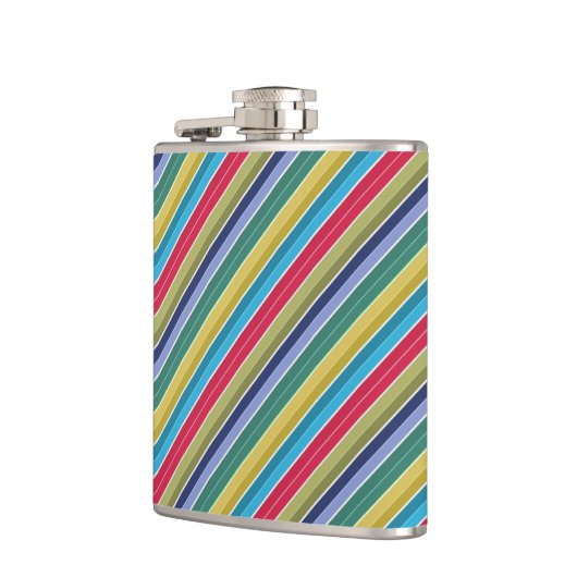 Diagonaal, meerkleurig, stijlvol, gestreept heupfles (Links)