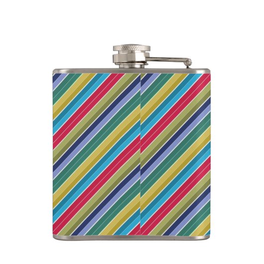 Diagonaal, meerkleurig, stijlvol, gestreept heupfles (Achterkant)