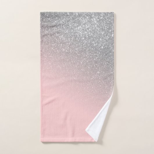 Diagonaal meisje Silver Blush roze ombre gradiënt Handdoek (Handdoek)