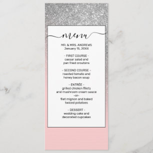 Diagonaal meisje Silver Blush roze ombre gradiënt Menu