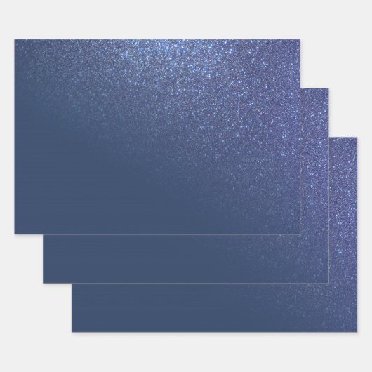 Diagonaal met reserveschip Blue Glitter Gradient O Inpakpapier Vel (Set)