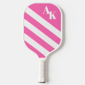 Diagonaal monogram warm roze strips pickleball paddle (Achterkant)