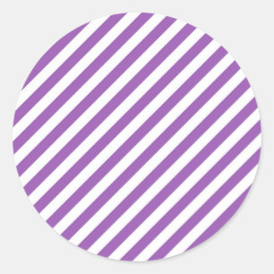 Diagonaal paars en witte strepenpatroon ronde sticker