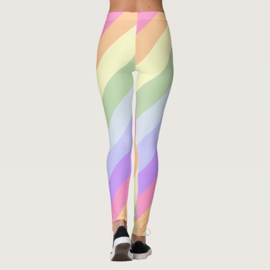 Diagonaal-pasteelregenboogstrips Leggings (Achterkant)