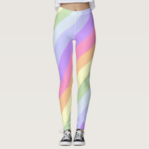 Diagonaal-pasteelregenboogstrips Leggings