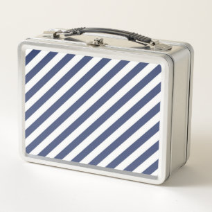Diagonaal patroon van marineblauwe en witte strepe