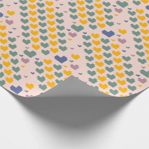 Diagonaal Pixel Hartpatroon Cadeaupapier